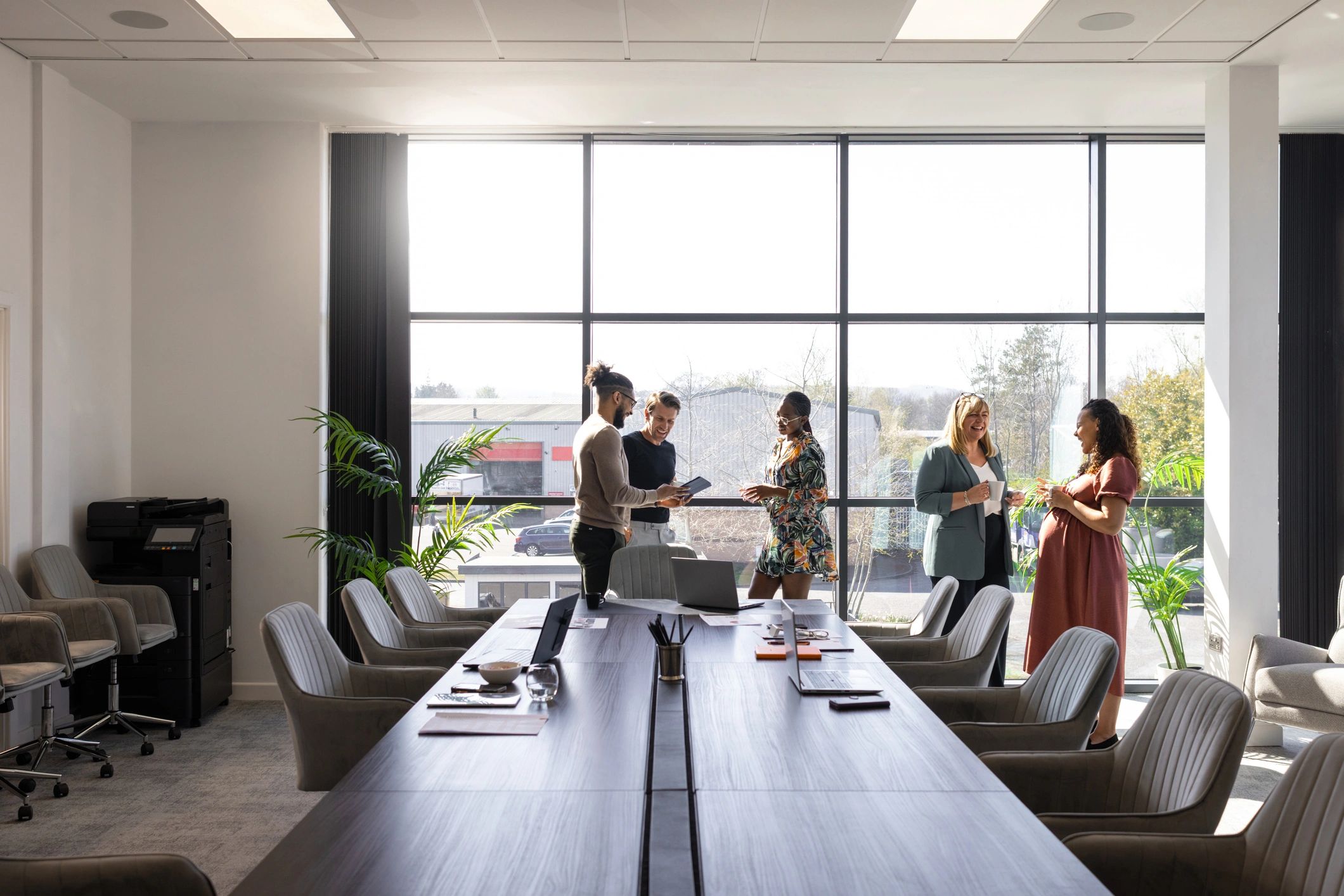 Team discussion in a UK office environment